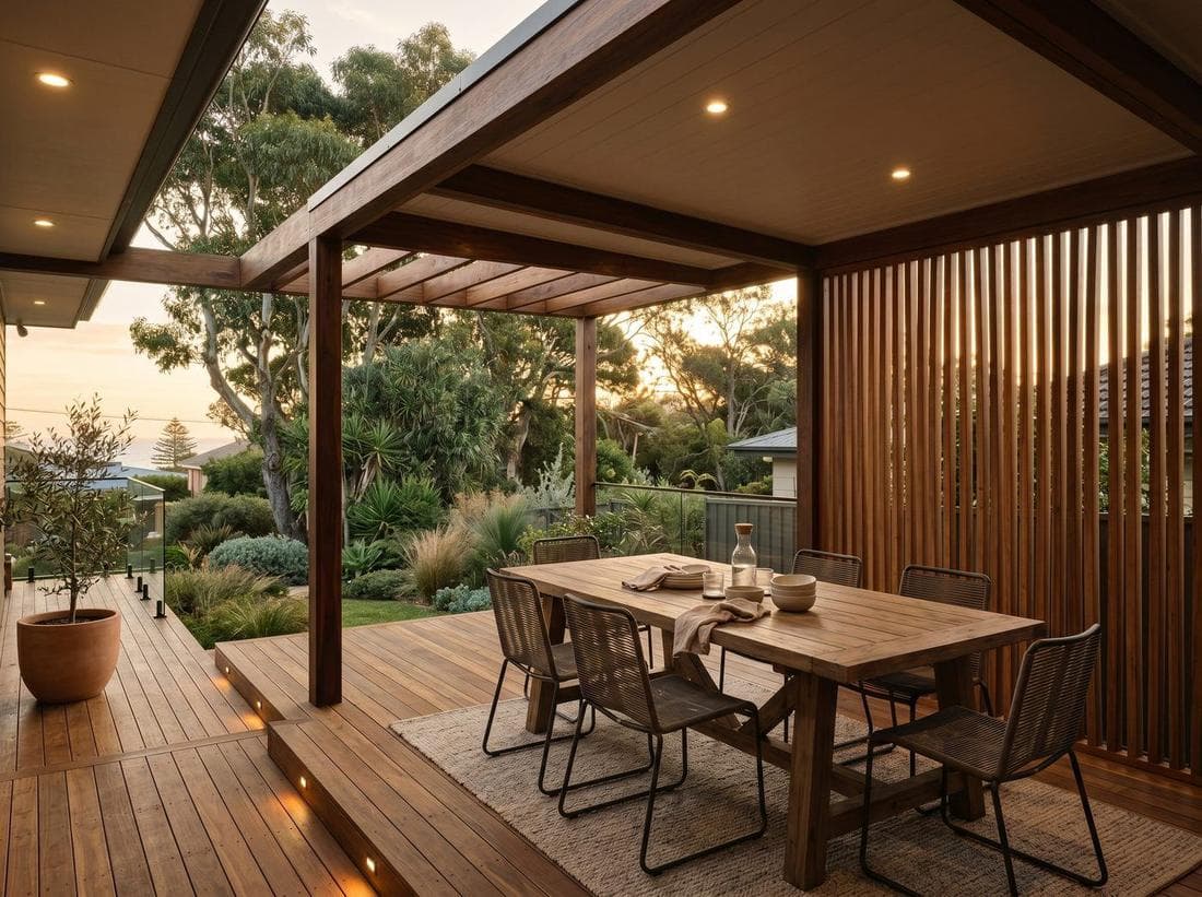 Custom timber pergola and carport structure built by Takara Construction in Newcastle